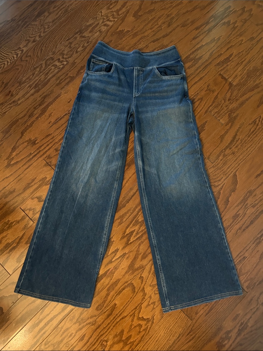 HALARA Dark Blue Wide-Leg Jeans with Stretch Waistband